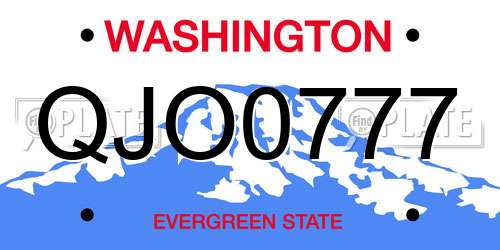 QJO0777 Washington License Plate