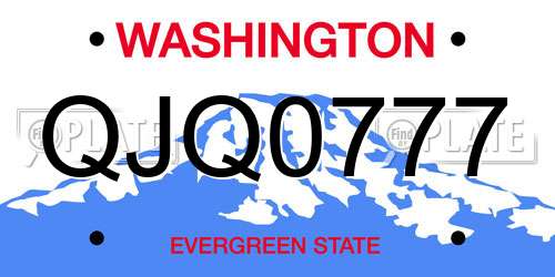 QJQ0777 Washington License Plate