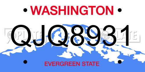 QJQ8931 Washington License Plate