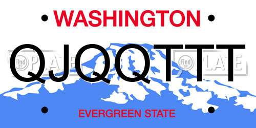 QJQQTTT Washington License Plate