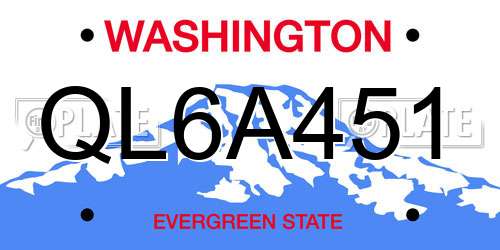 QL6A451 Washington License Plate