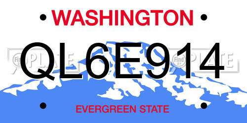 QL6E914 Washington License Plate