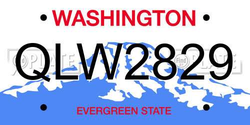 QLW2829 Washington License Plate