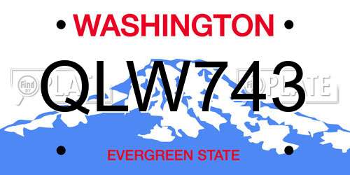 QLW743 Washington License Plate