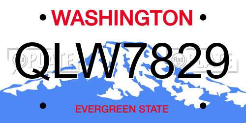 QLW7829 Washington License Plate