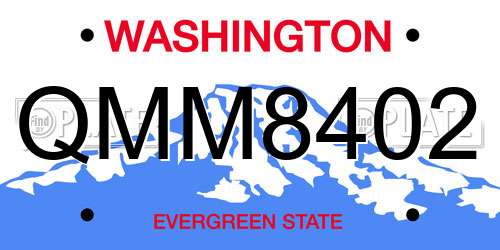 QMM8402 Washington License Plate