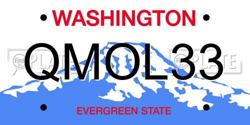 QMOL33 Washington License Plate