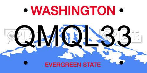 QMQL33 Washington License Plate