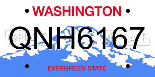 QNH6167 Washington License Plate