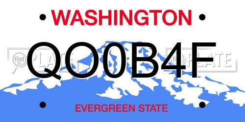 QO0B4F Washington License Plate