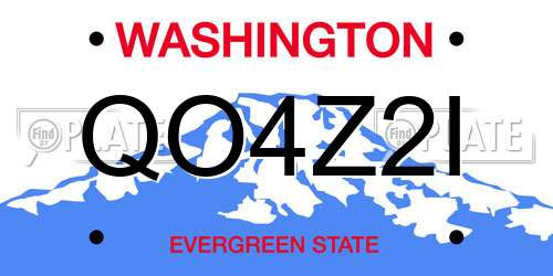 QO4Z2I Washington License Plate