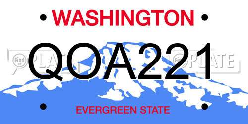 QOA221 Washington License Plate