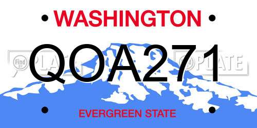 QOA271 Washington License Plate