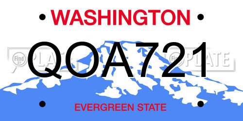 QOA721 Washington License Plate