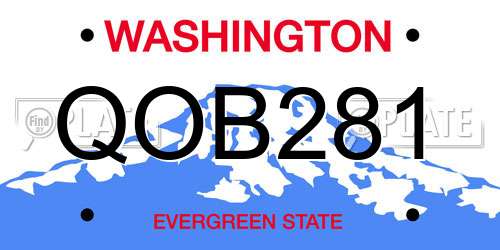 QOB281 Washington License Plate