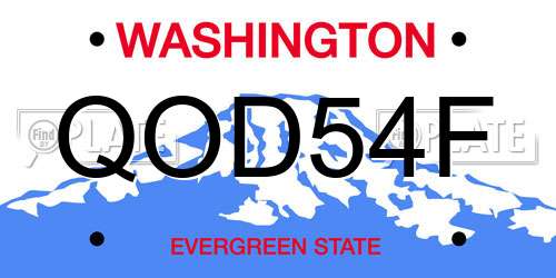 QOD54F Washington License Plate