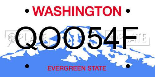 QOO54F Washington License Plate