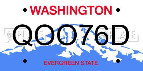 QOO76D Washington License Plate