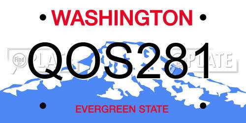 QOS281 Washington License Plate