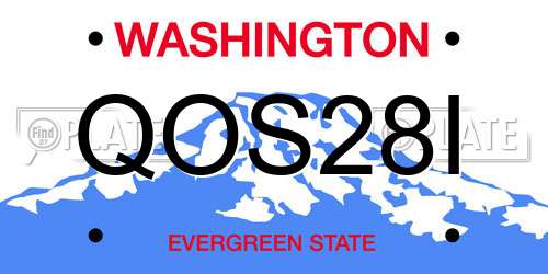QOS28I Washington License Plate