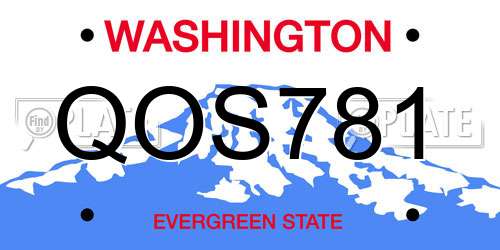 QOS781 Washington License Plate