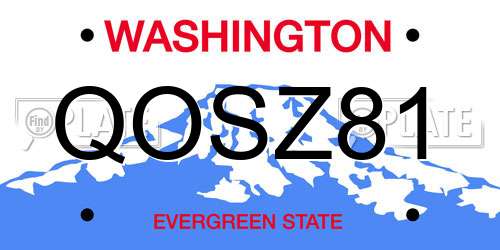 QOSZ81 Washington License Plate