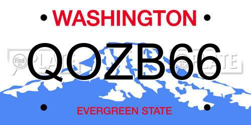 QOZB66 Washington License Plate