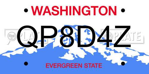 QP8D4Z Washington License Plate