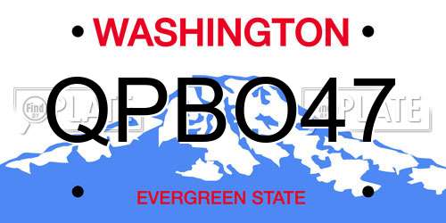 QPBO47 Washington License Plate
