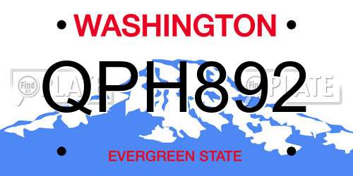 QPH892 Washington License Plate