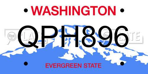 QPH896 Washington License Plate