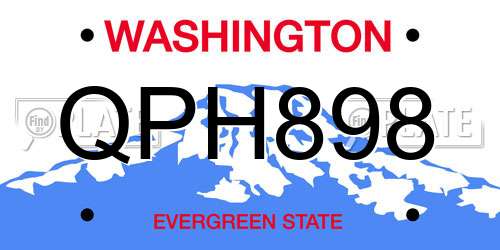 QPH898 Washington License Plate