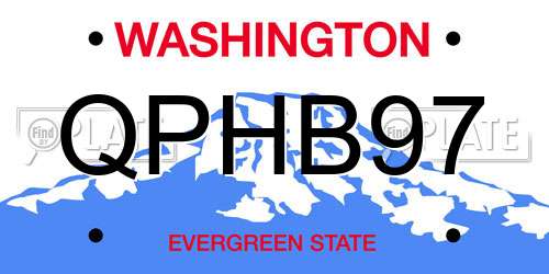 QPHB97 Washington License Plate