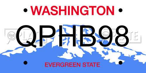 QPHB98 Washington License Plate