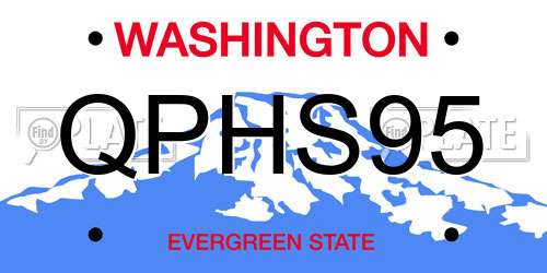 QPHS95 Washington License Plate