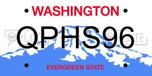 QPHS96 Washington License Plate