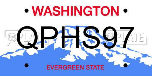 QPHS97 Washington License Plate