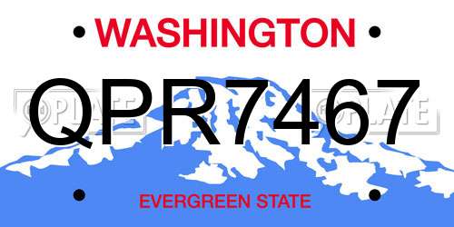 QPR7467 Washington License Plate