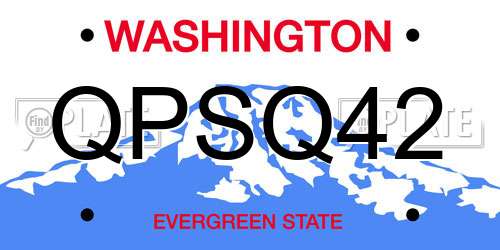 QPSQ42 Washington License Plate