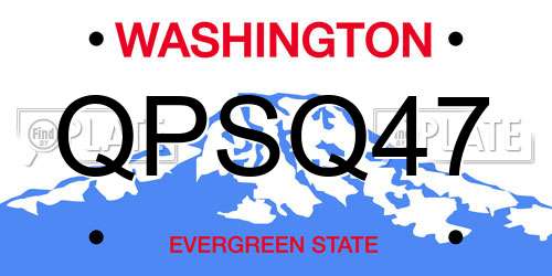 QPSQ47 Washington License Plate