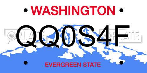 QQ0S4F Washington License Plate