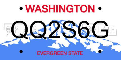 QQ2S6G Washington License Plate