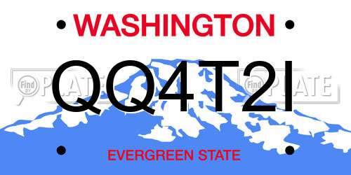 QQ4T2I Washington License Plate