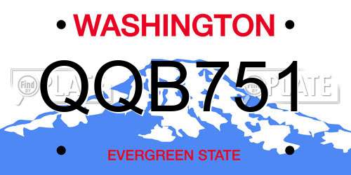 QQB751 Washington License Plate