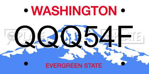 QQQ54F Washington License Plate