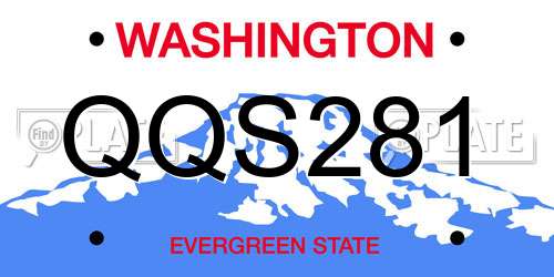 QQS281 Washington License Plate