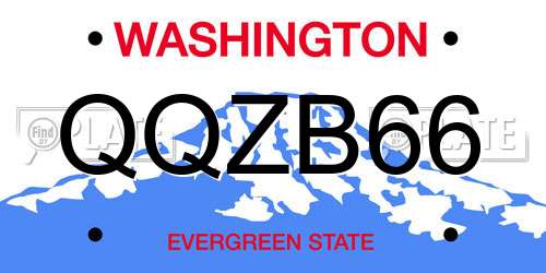 QQZB66 Washington License Plate