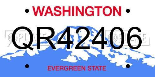 QR42406 Washington License Plate