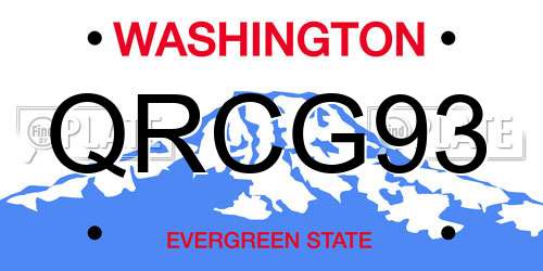 QRCG93 Washington License Plate