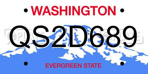 QS2D689 Washington License Plate